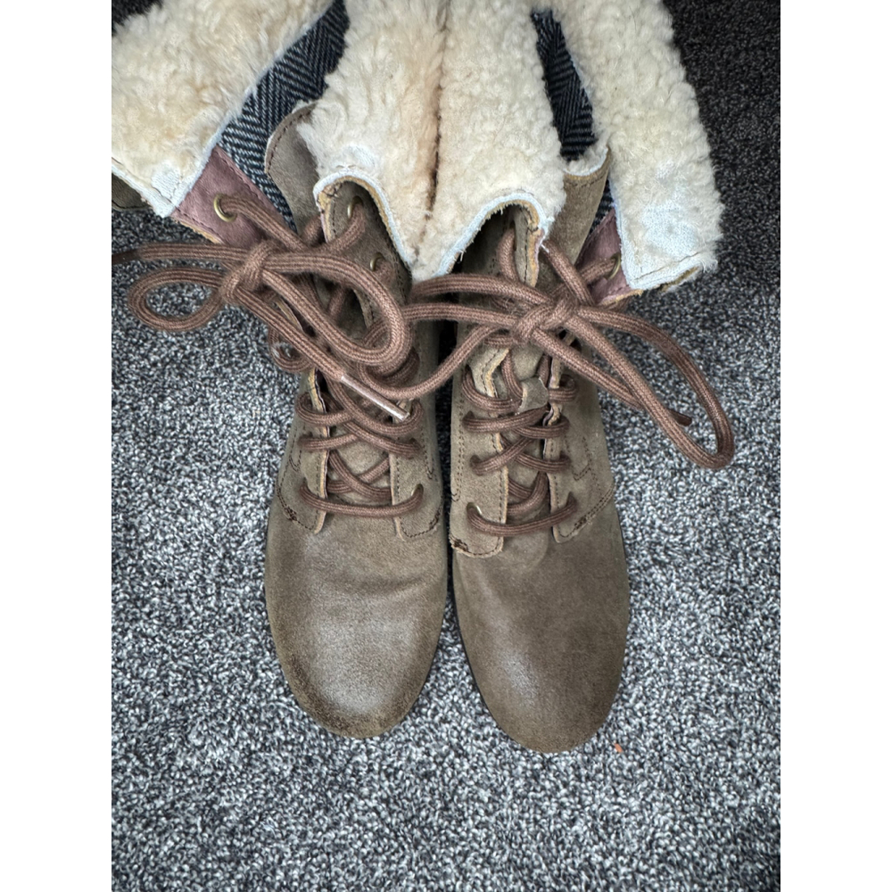 UGG Waterproof Shearling Fold-Over Wedge Boots| Women’s Size 9